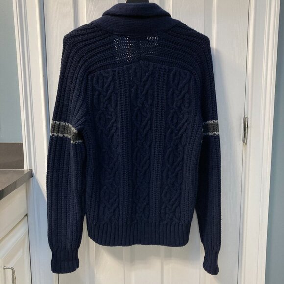 Banana Republic Wool Full Zip Snap Button Cardigan Sweater Cowl Neck Size Large - Picture 6 of 8